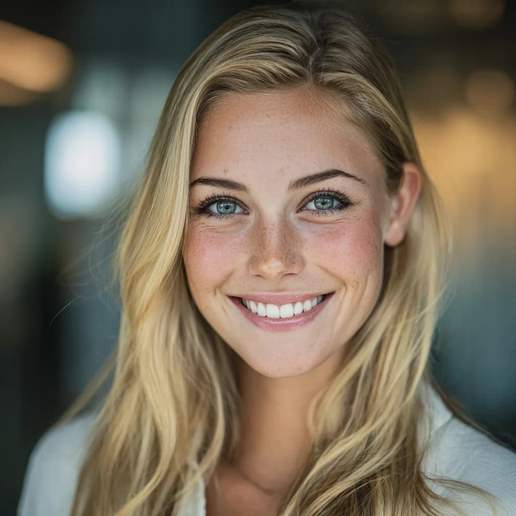 Lachende vrouw met rechte tanden