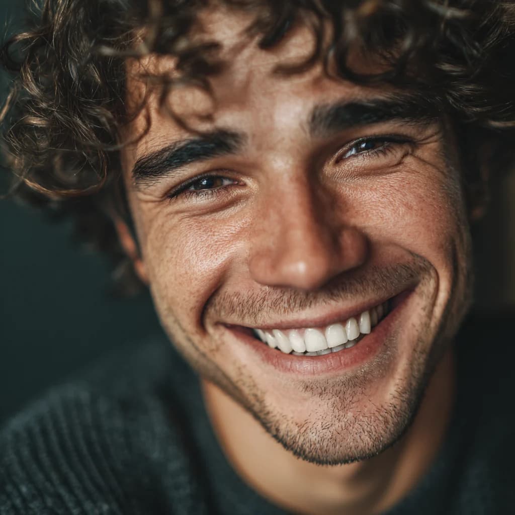 Lachende man na zijn behandeling