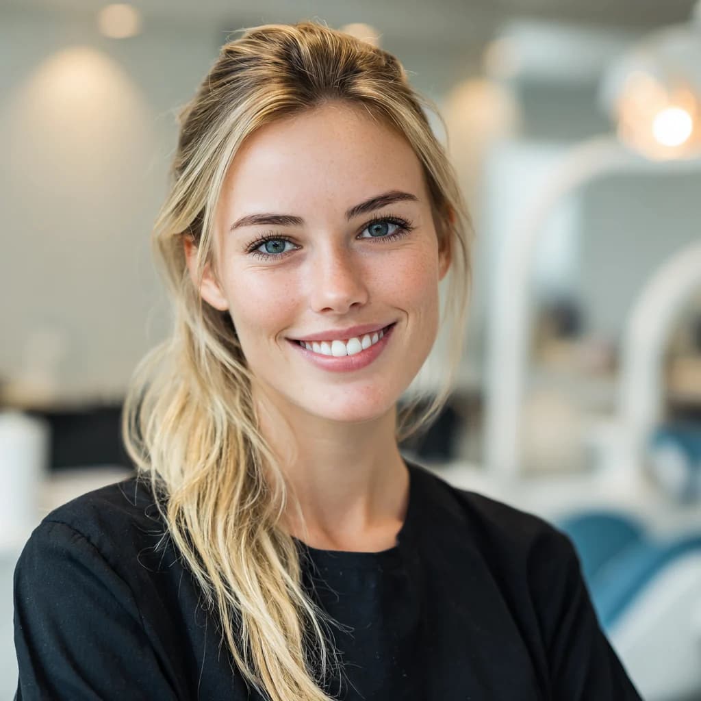 Lachende vrouw in de praktijk