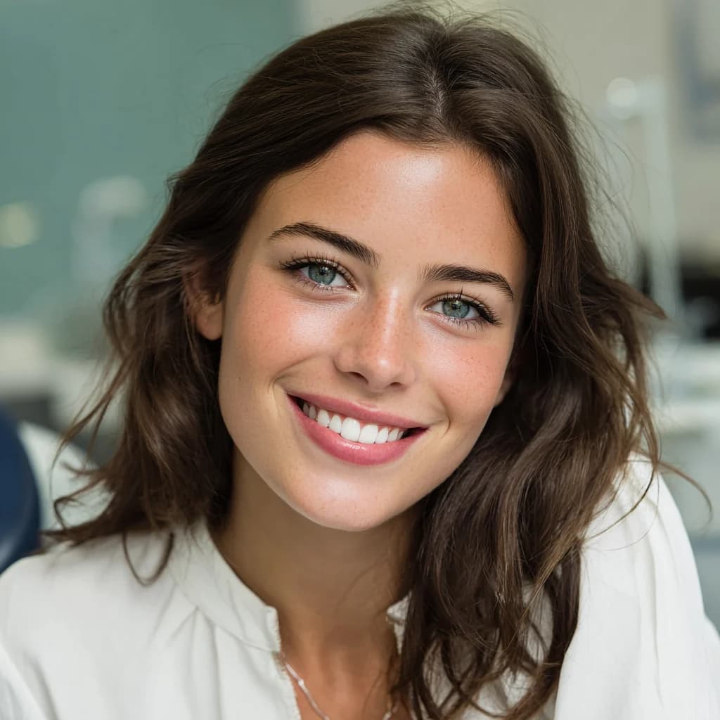 Lachende vrouw met rechte tanden